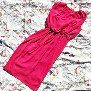 ASOS Women’s Blouson Midi Dress Bright Coral Pink Size 6 Flowy